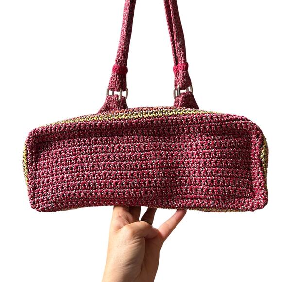 The Sak Red Green Blue Rainbow Stripe Handbag Purse Tote Beach Bag - Picture 5 of 13